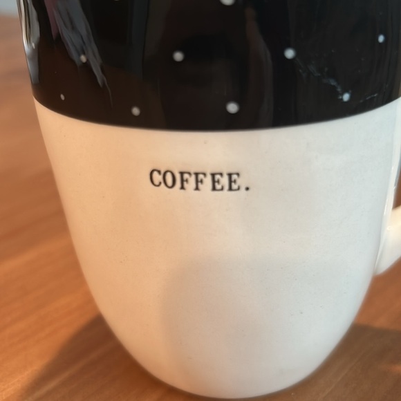 Rae Dunn by Magenta “COFFEE” Cup Polka Dot Band Black Cream. RARE. - Picture 7 of 8